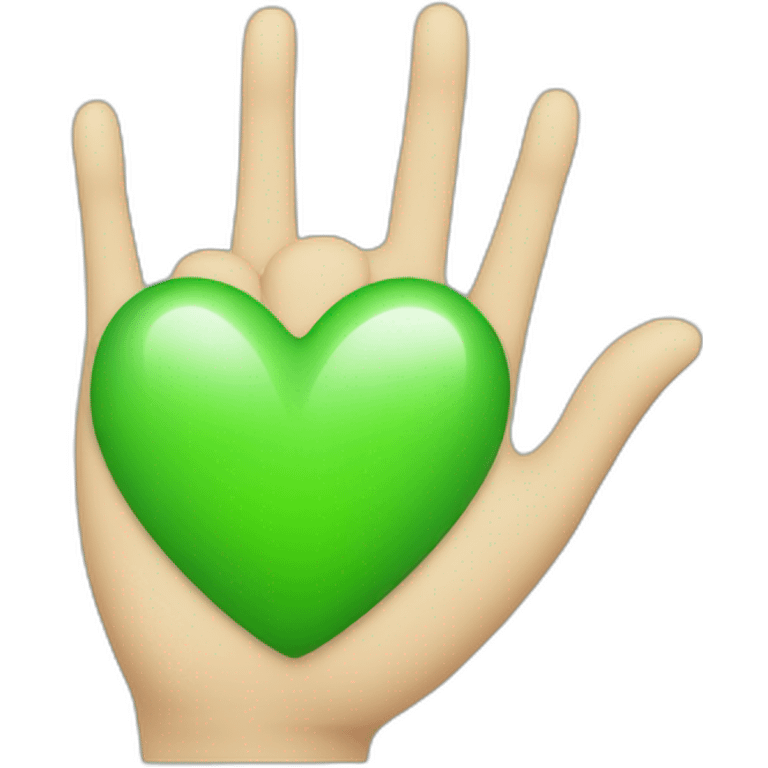 Green-heart-with-hand emoji