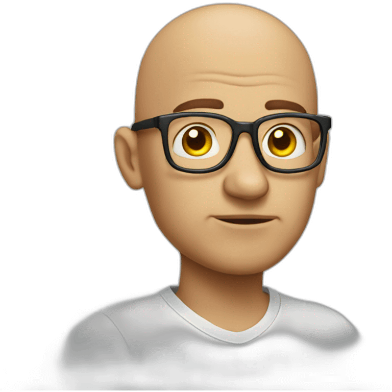 Bald guy with eye glasses in doubt emoji