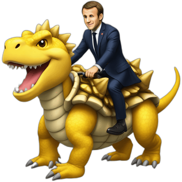 Emmanuel Macron riding a koopa emoji