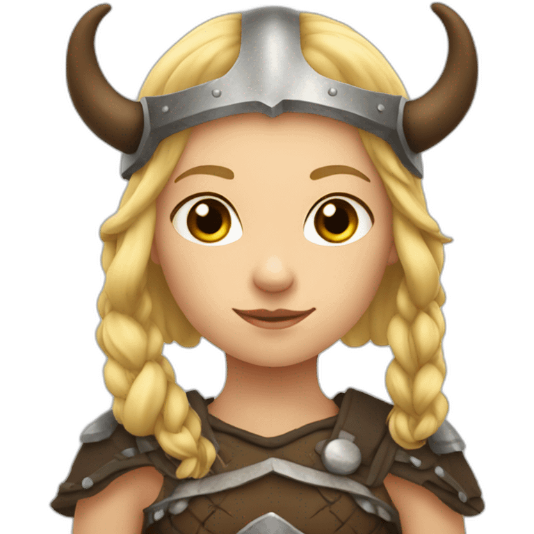 Girl Viking with helmet with horns and blonde hair emoji