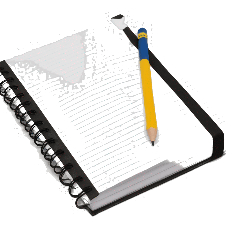 a black & white composition notebook with a pencil next to it emoji