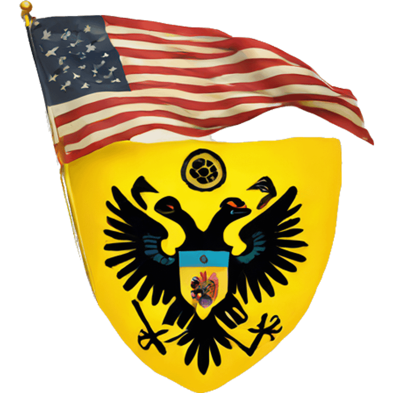 Flag with double headed black eagle with yellow background  emoji