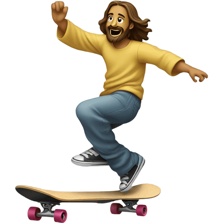 Jesus doing a kickflip emoji