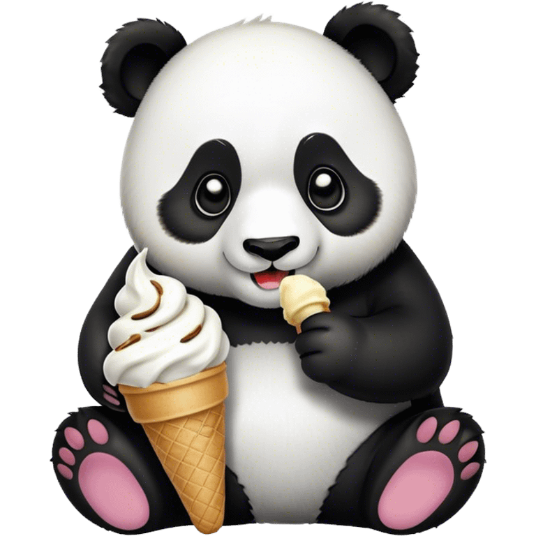 Panda eating ice cream emoji