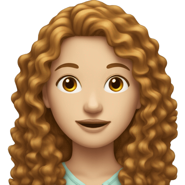 white woman with long curly brown hair emoji