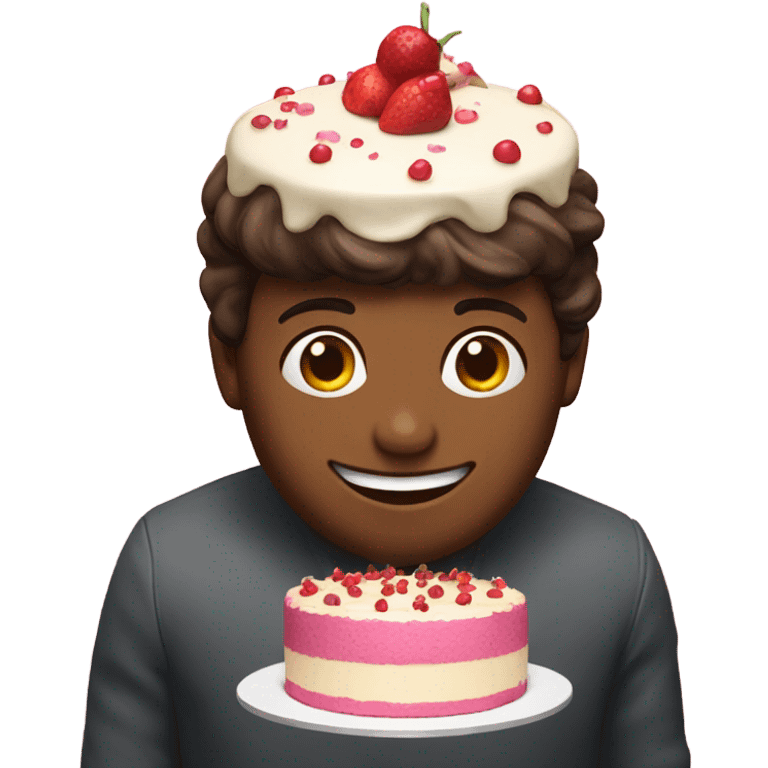 person with a cake as a head emoji