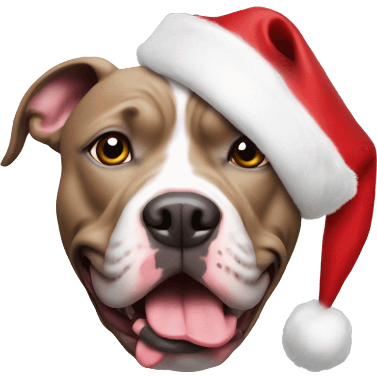 pitbull with christmas hat emoji