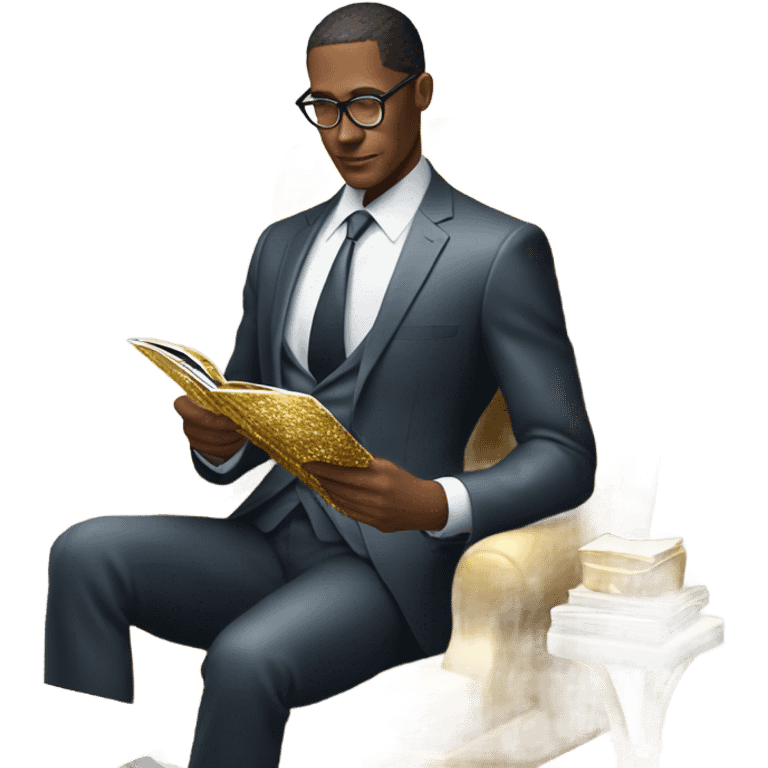 Billionaire reading gold magazine emoji