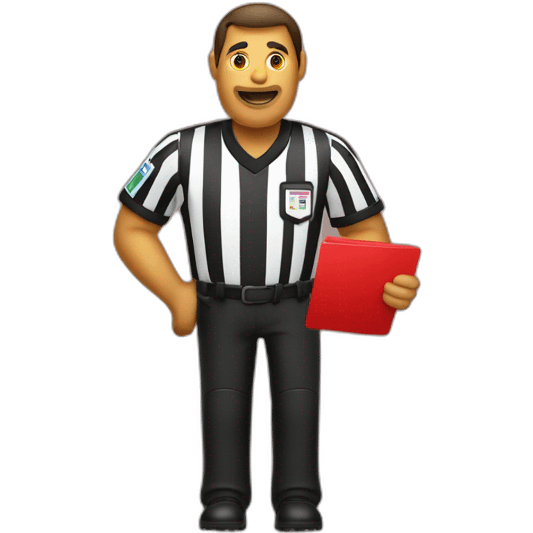 Football referee booking with red card emoji