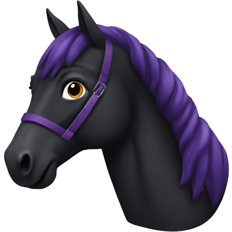 Black horse with eggplant emoji