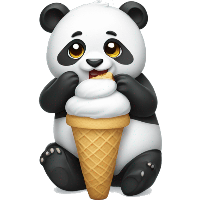 Panda eating ice cream emoji