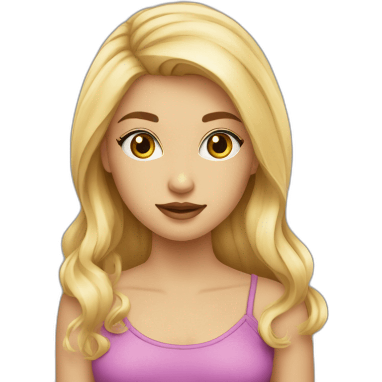 Fille blonde cheveux lisse yeux bleus emoji