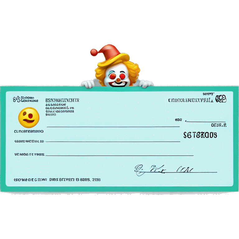 bank check with clown face on it emoji