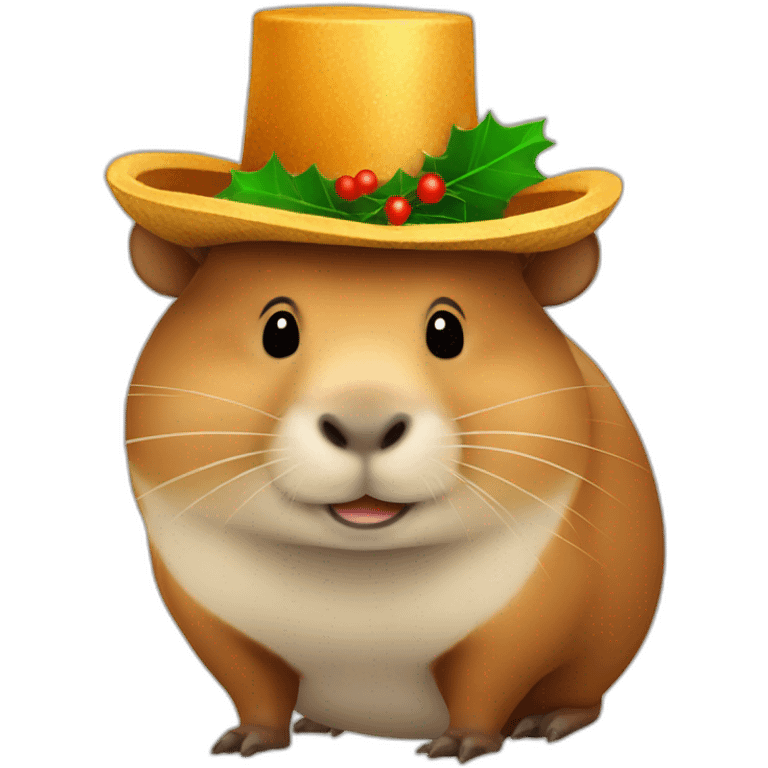 Capivara con sobrero de navidad emoji