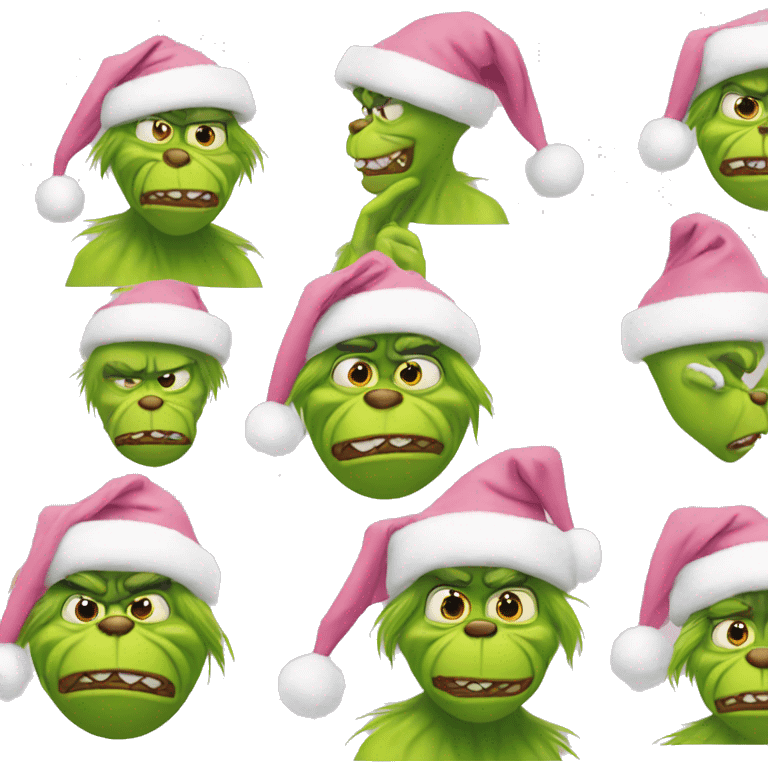 Grinch with a light pink santa hat emoji