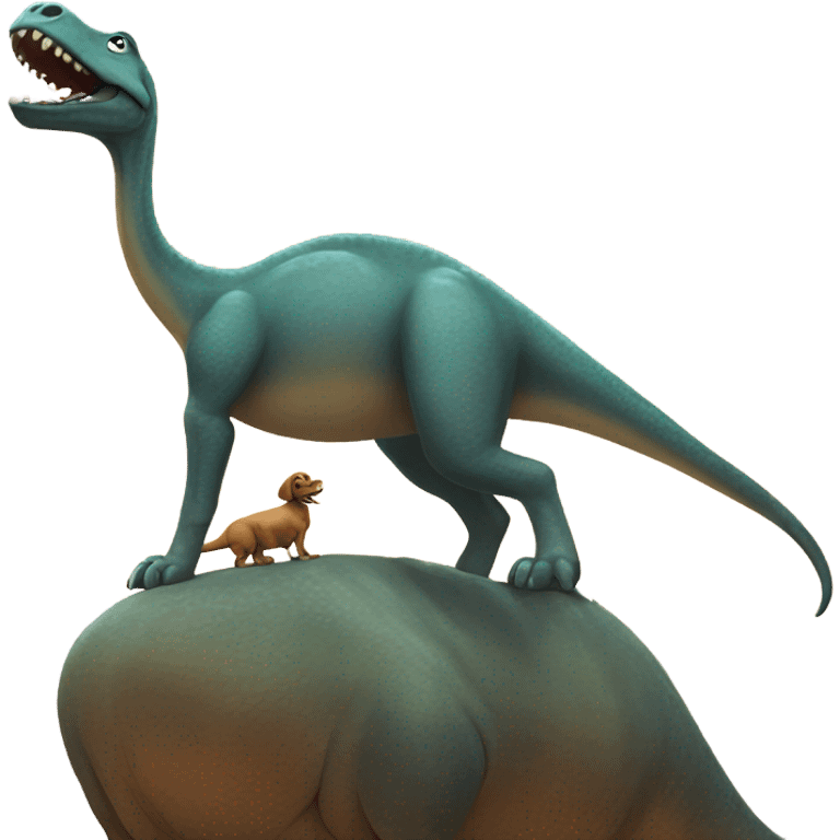 Dog riding a dinosaur  emoji