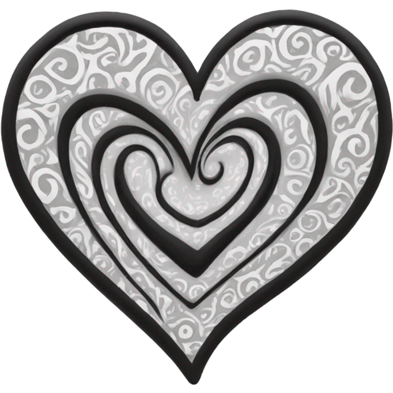 Black and white heart swirled  emoji