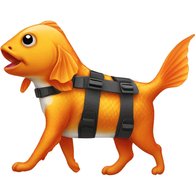 goldfish walking a dog emoji