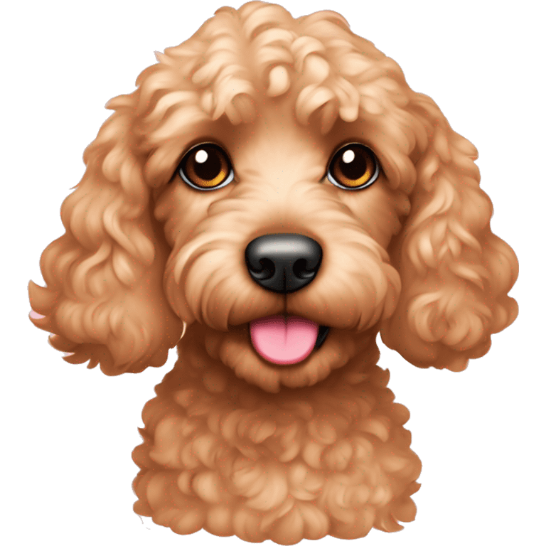 Very cute apricot colored cockapoo with a pink nose emoji