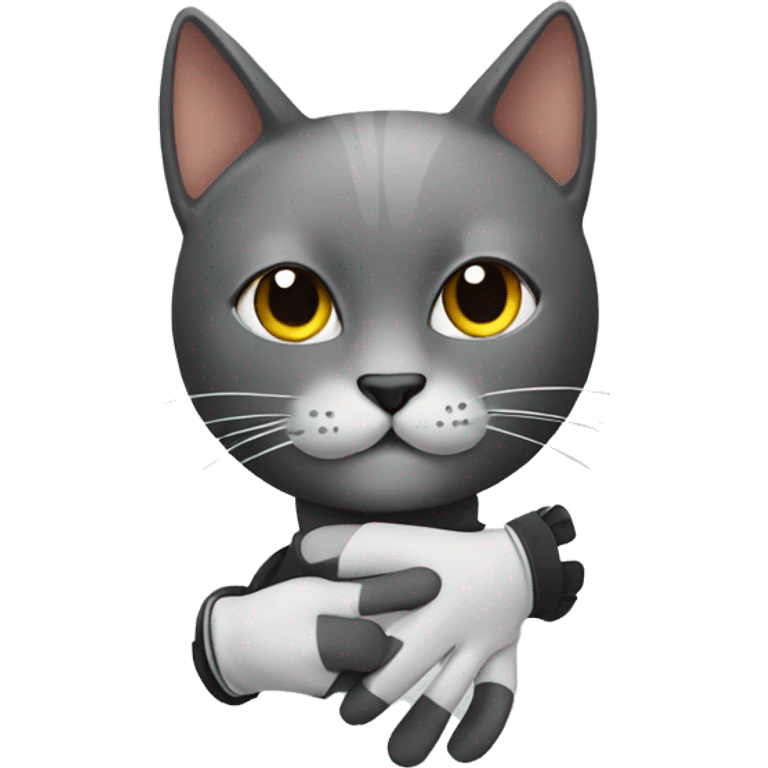 Cat with gloves  emoji