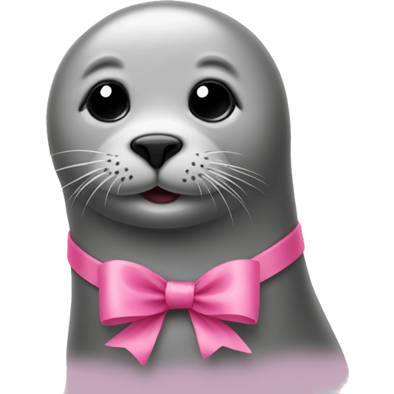 Seal with pink bow around its neck emoji