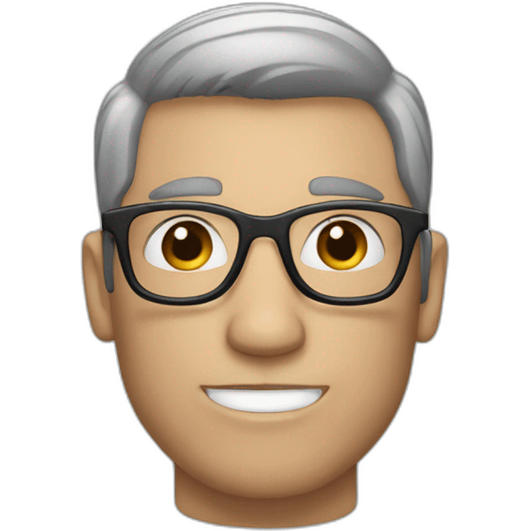 white man with dark hair and glasses talking emoji