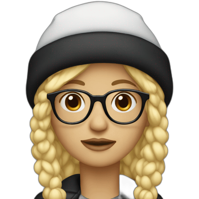 "blonde in glasses with black snow hat body emoji