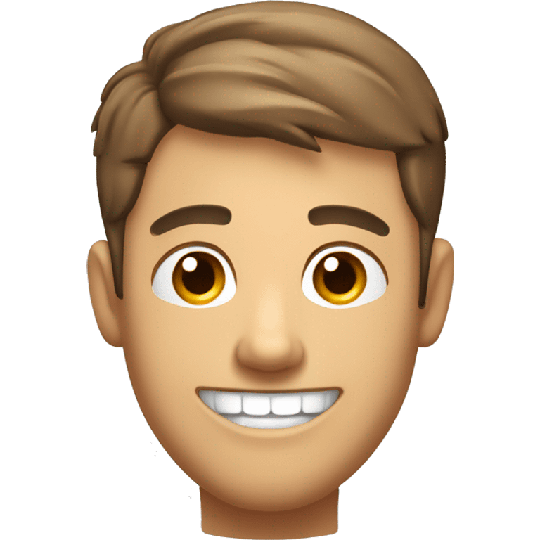 man's head and neck looking out of toilet bowl smiling, brown short hair, toothy smile, stubble emoji