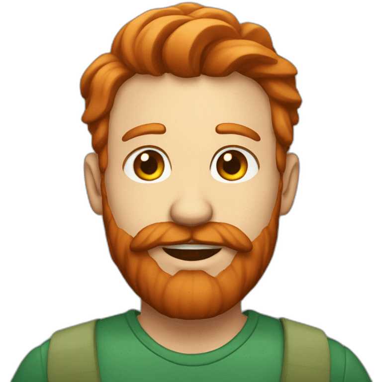 A redhead man with beard and big cheek emoji