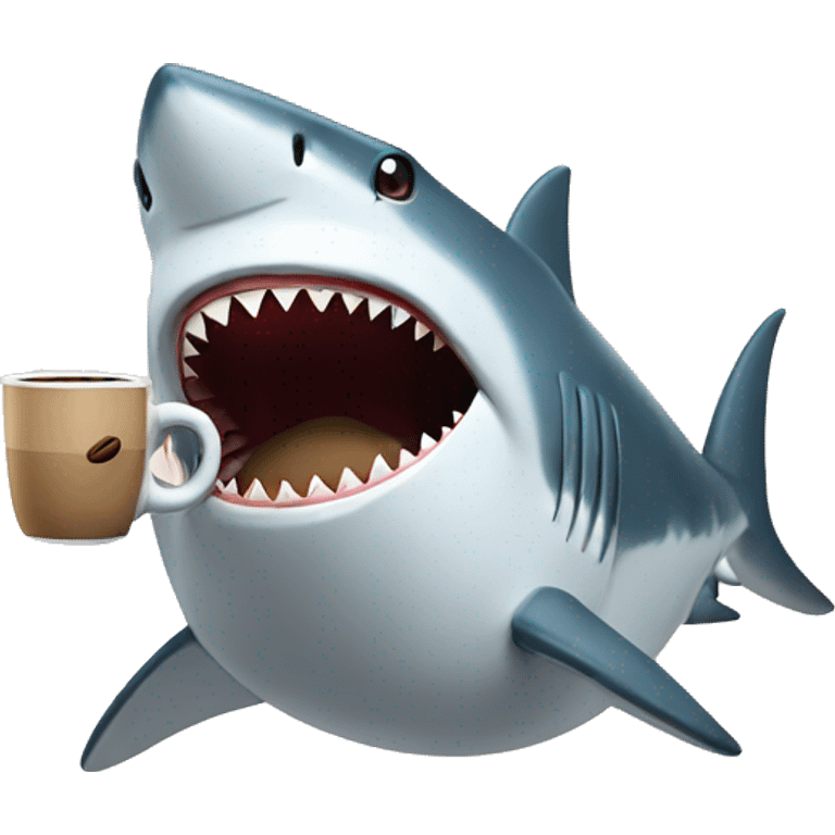 Shark holding a coffee cup emoji