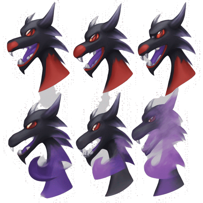 Black Cool Edgy Nargacuga-Houndoom-Garchomp Fakémon  with White and Red and purple and black Edgy markings emoji