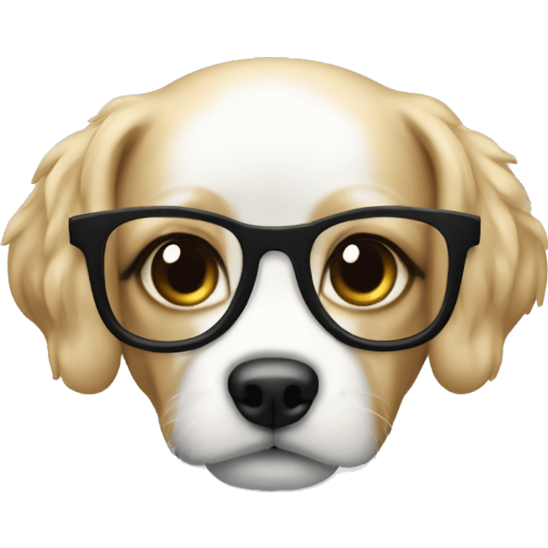 perro ondulado blanco con chica con lentes emoji