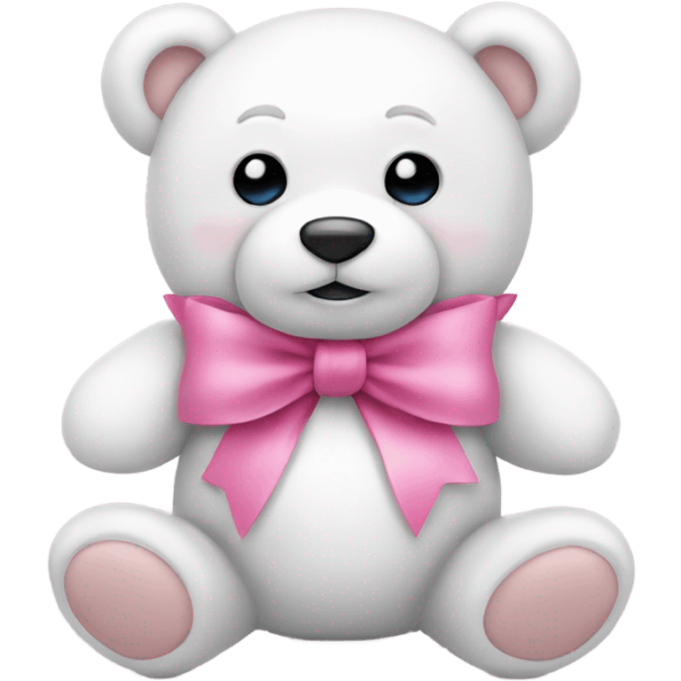 white teddy bear with pink bow emoji