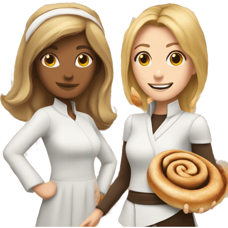 Cinnamon roll and girl emoji