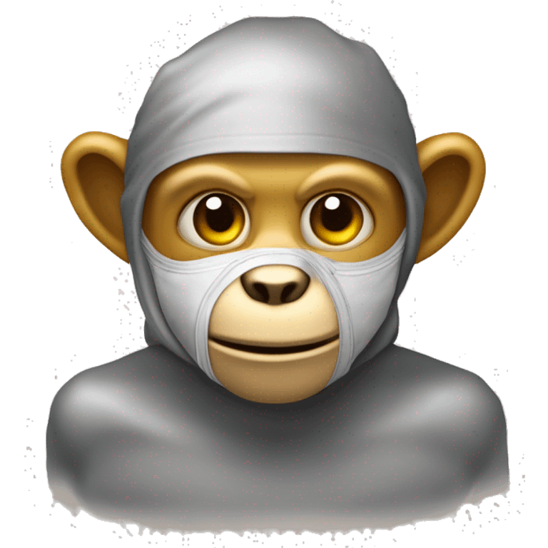 Créez une image d'un jeton métallique de couleur dorée. Au centre du jeton, il y a une illustration d'un singe qui porte un masque parce qu'il est malade emoji