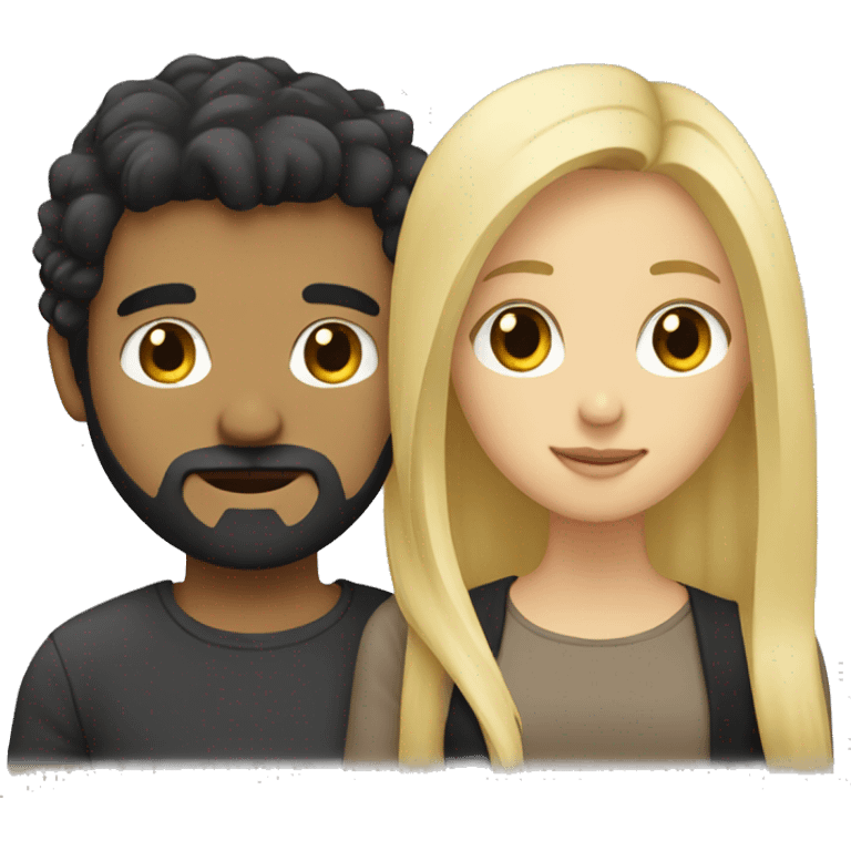 Blonde Girl with long hair and her boyfriend with black hair and beard  emoji