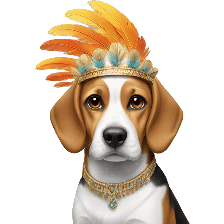 Beagle with feathered headdress  emoji