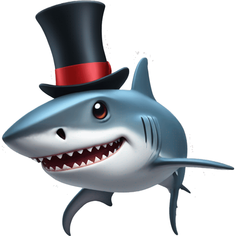 Shark with a top hat emoji