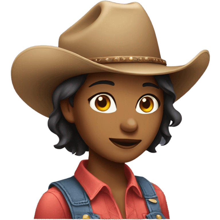 Girl wearing cowboy hat emoji