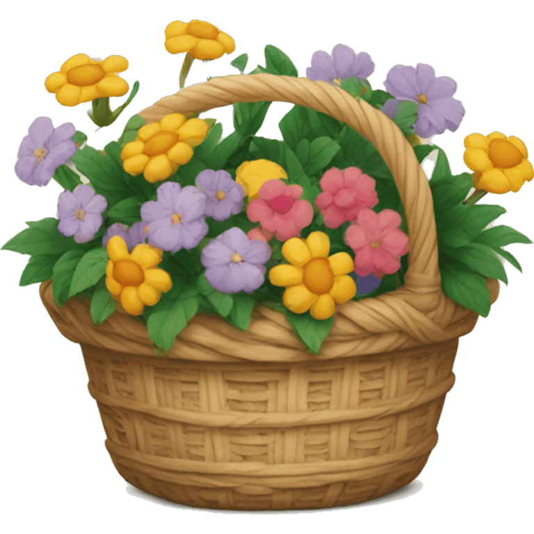 basket with courtyard and flowers  emoji