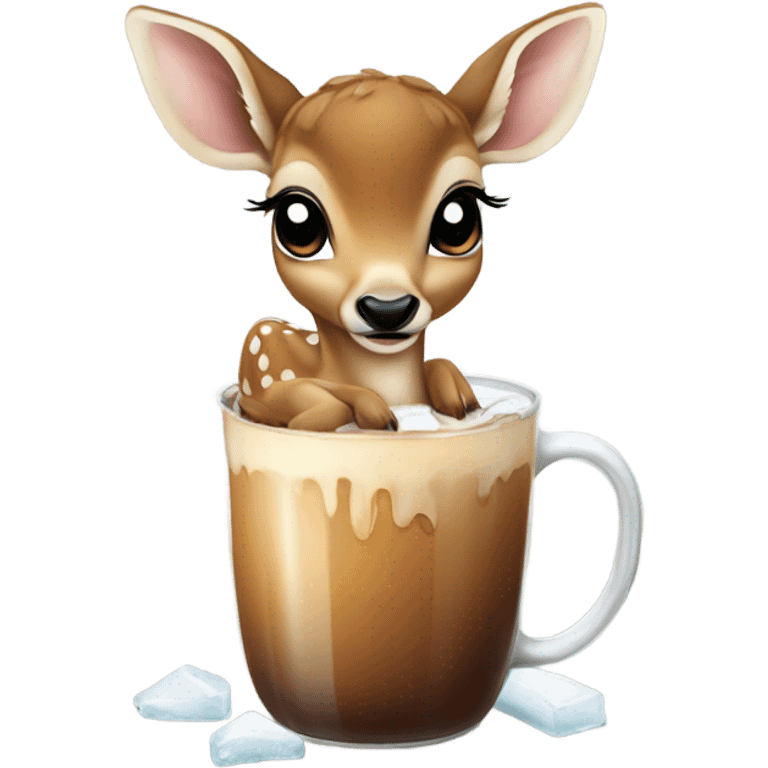 Baby deer drinking iced coffee emoji