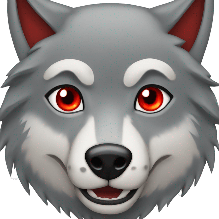 grey wolf with red eyes emoji