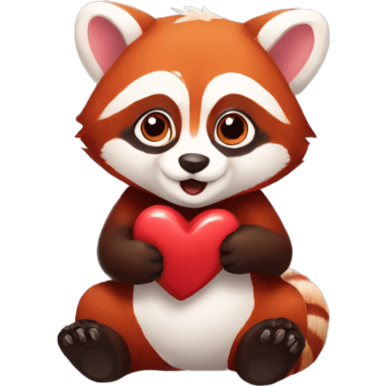 red panda carrying a heart emoji