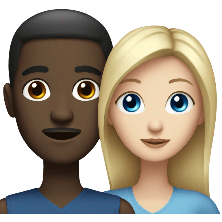 couple white woman with blue eyes and black man emoji