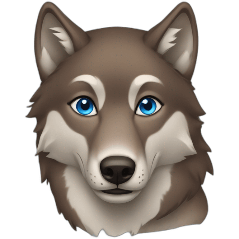 Brown female wolf blue eyes  emoji