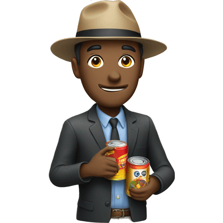 man in hat holding a can emoji