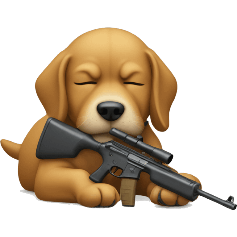 dog with rifle sleeping emoji