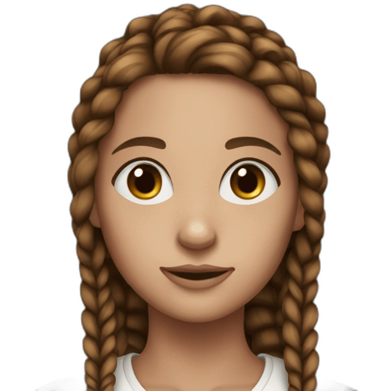 Young women with brown braids hair blue eyes small freckles  emoji