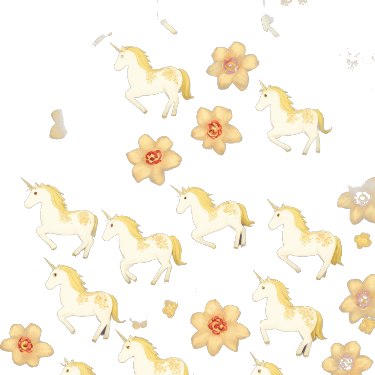 Gold unicorn with floral pattern on it emoji