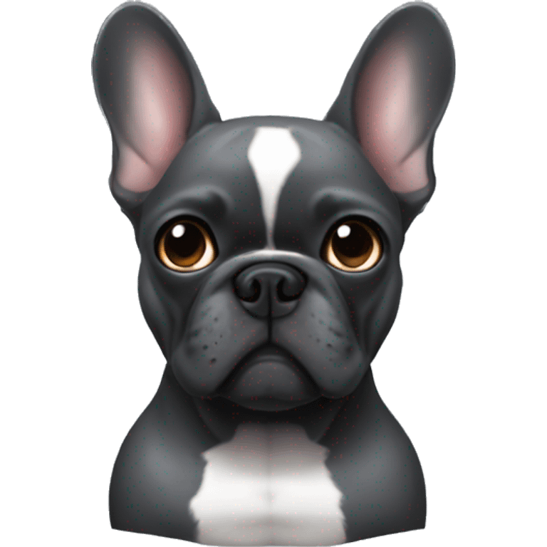 French bulldog dark grey superhero emoji